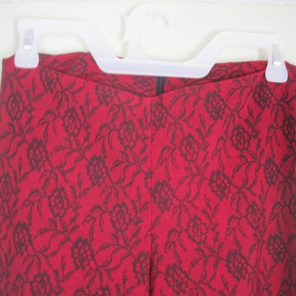 Luna Chix Women's Size 5/6 Red & Black Floral Vintage Bootcut Flare Rayon Pants - Picture 4 of 6